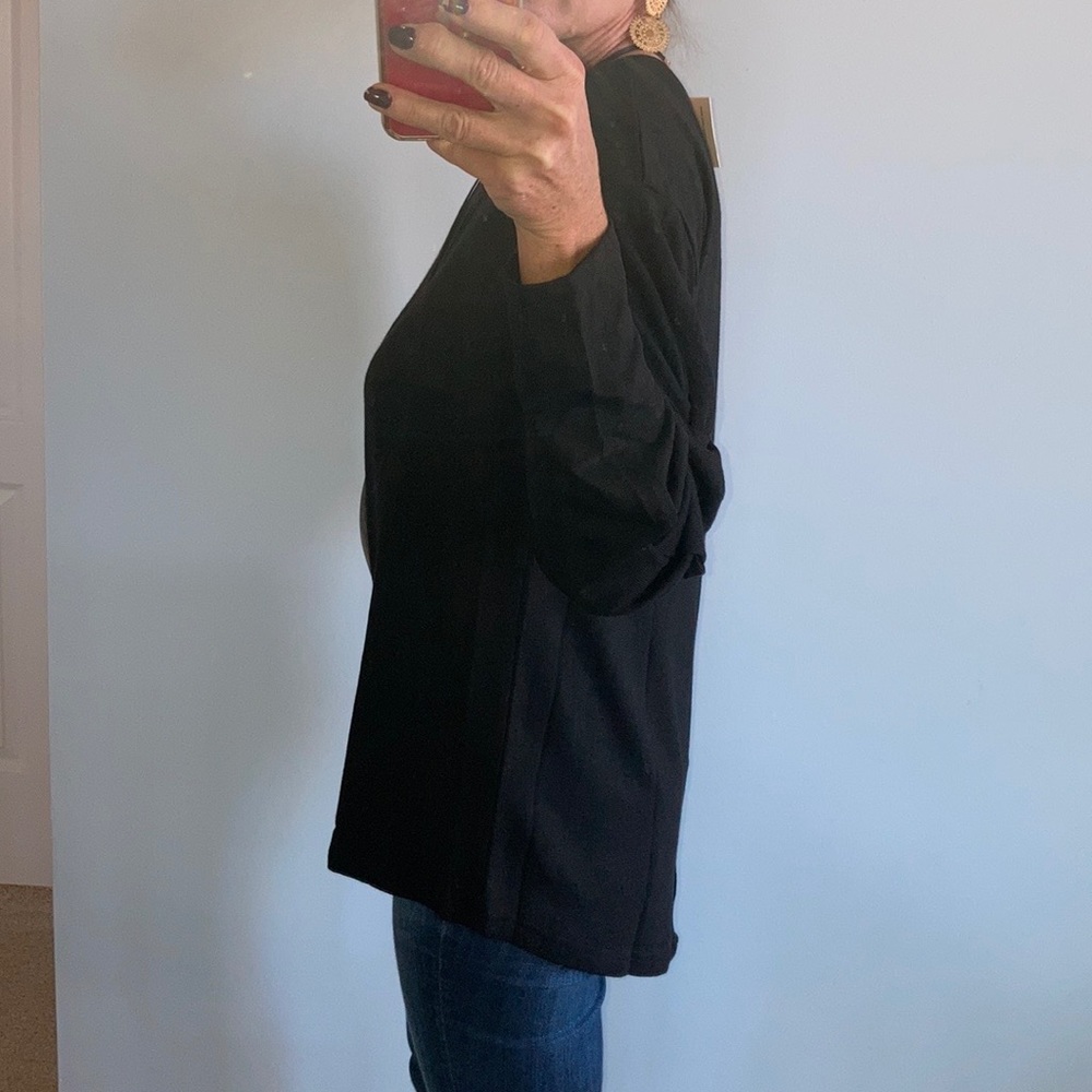 Black, Gathered Sleeve Tunic Top - Picture 9 of 13
